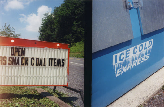 Cynthia Connolly, Coal Items, Arrow Sign/Ice Cold Express Ice Machine, on Route 50 at West Virginia/ Maryland Border, 6-2000 (E-Z U-Frame-It series)