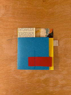 Cynthia Connolly, FINDING #5, Blue, Red, Yellow Cake Party, collaged sewn zine