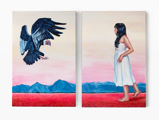 Katty Huertas, Untitled (Girl Andean Condor Diptych)