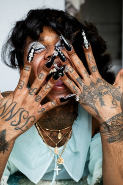 Hatnim Lee, Tommy laughing with nails in my vintage nightgown