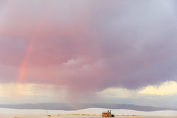 Hatnim Lee, Rainbow and little house at White Sands during sunset