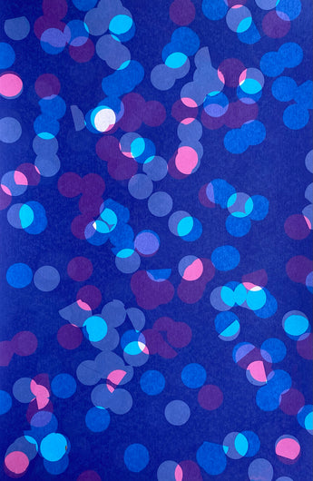 Christine Buckton Tillman, confetti print (blue purple pink)